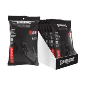 Gloveworks Nitrile Disposable Gloves One Size Fits Most Black Powder Free