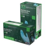 X3 Nitrile Disposable Gloves Medium Blue Powder Free