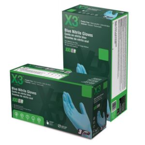 X3 Nitrile Disposable Gloves Medium Blue Powder Free