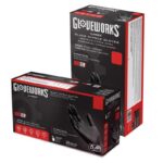 Gloveworks Nitrile Disposable Gloves Medium Black Powder Free
