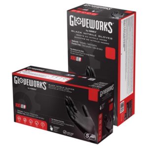 Gloveworks Nitrile Disposable Gloves Small Black Powder Free