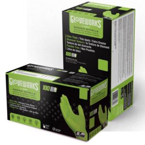 Gloveworks Nitrile Disposable Gloves Large Green Powder Free