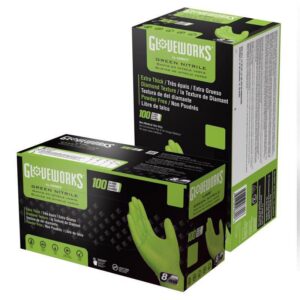 Gloveworks Nitrile Disposable Gloves Medium Green Powder Free
