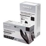 AMMEX Professional Nitrile Disposable Exam Gloves X-Large Black Powder Free