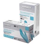 Ammex Professional Nitrile Disposable Exam Gloves Medium Blue Powder Free