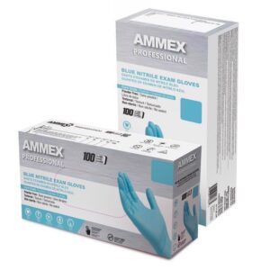 Ammex Professional Nitrile Disposable Exam Gloves Small Blue Powder Free