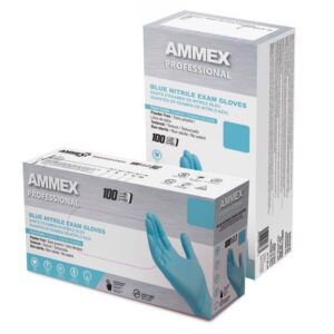 AMMEX Professional Nitrile Disposable Exam Gloves X-Large Blue Powder Free