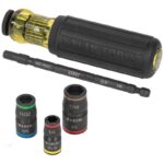 Klein Tools 1/4 in. X 1/4 to 1/2 in. drive SAE 6 Point Flip Impact Socket Set