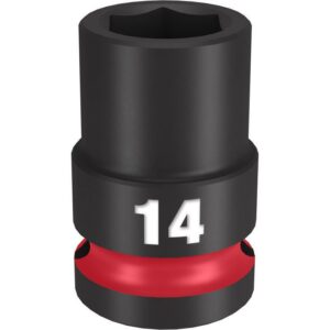 Milwaukee Shockwave 14 mm X 1/2 in. drive Metric/SAE 6 Point Standard Impact Socket