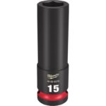 Milwaukee Shockwave 15 mm X 1/2 in. drive Metric 6 Point Deep Impact Socket