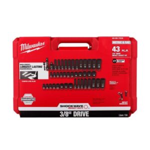 Milwaukee Shockwave 3/8 in. drive Metric/SAE 6 Point Standard/Deep Impact Rated Socket Set