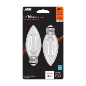 Feit White B10 E26 (Medium) Filament LED Bulb Soft White 40 Watt Equivalence