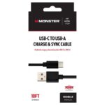 Monster Just Hook It Up USB-C to USB-A Charge and Sync Cable 10 ft. Black