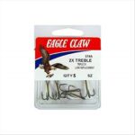 Eagle Claw 2X Treble Reg Shank Curved Point, Bronze, Size 6 5-Pack