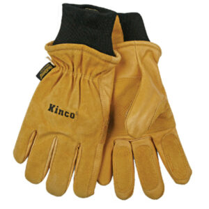Kinco L Pigskin Leather Cold Weather Black/Gold Ski Gloves