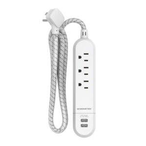 Monster 4 ft. L 3 outlets Power Strip with USB Ports White - Image 2