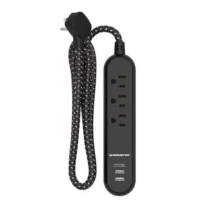 Monster 4 ft. L 3 outlets Power Strip with USB Ports Black - Image 2