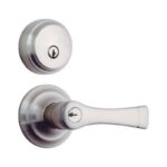 Brinks Push Pull Rotate Harper Satin Nickel Entry Lever and Deadbolt Set KW1