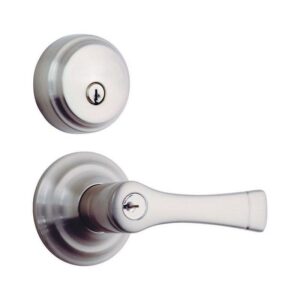 Brinks Push Pull Rotate Harper Satin Nickel Entry Lever and Deadbolt Set KW1