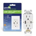 Leviton 15 amps 125 V GFCI White Outlet and USB Charger 5-15R