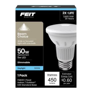 Feit PAR20 E26 (Medium) LED Bulb Daylight 50 Watt Equivalence