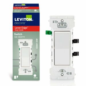 Leviton Lever Edge 15 amps Single Pole Rocker Rocker Switch White