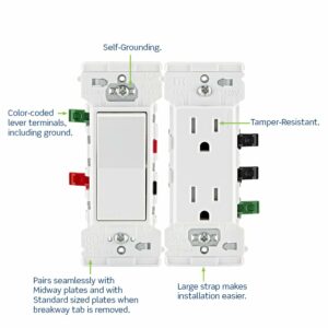 Leviton Lever Edge 15 amps 125 V White Tamper Resistant Outlet 5-15R - Image 2