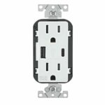 Leviton 15 amps 125 V USB White Outlet and USB Charger 5-15R