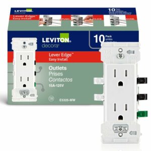 Leviton Lever Edge 15 amps 125 V Duplex White Tamper Resistant Outlet 5-15R 10pk