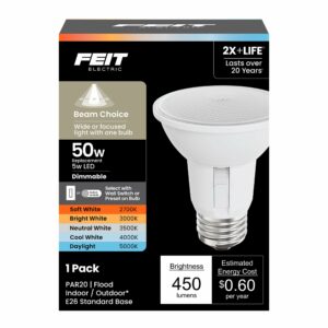 Feit PAR20 E26 (Medium) Smart-Enabled LED Bulb White 50 Watt Equivalence 1 pk