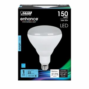 Feit Electric BR40 LED Light Bulb, 150W Equivalent, Dimmable, 2175 Lumens, E26 Medium Base, 5000K Daylight, 90 CRI, Flood Light Bulb for Recessed Cans, Damp Rated, 22-Year Lifetime, BR40DM/2175/950CA