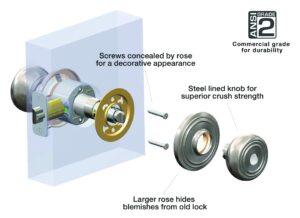 Brinks Push Pull Rotate Stafford Satin Nickel Single Cylinder Lock KW1 1.75 in. - Image 4