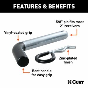 CURT Trailer Hitch Pin & Clip with Vinyl-Coated Grip, 5/8-Inch Diameter - Image 3