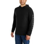 Carhartt Force® Long-Sleeve Logo Hooded T-Shirt Black 106654-N04 LARGE
