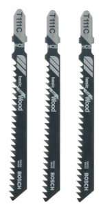 Bosch T111C3 3-Piece 4 In. 8 TPI Basic for Wood T-Shank Jig Saw Blades