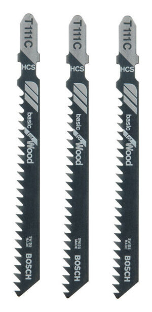 Bosch T111C3 3-Piece 4 In. 8 TPI Basic for Wood T-Shank Jig Saw Blades