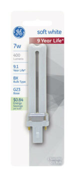 GE Energy Smart 7 W T4 5.39 in. L CFL Bulb Soft White Biax 2700 K