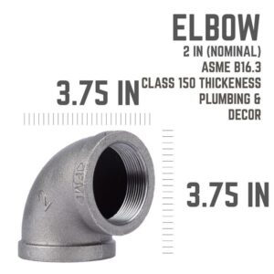 STZ Industries 2 in. FIP each X 2 in. D FIP Black Malleable Iron 90 Degree Elbow - Image 2