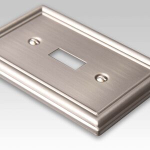 Amerelle Chelsea Brushed Nickel 1 gang Stamped Steel Toggle Wall Plate - Image 2