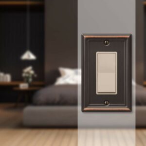 Amerelle Chelsea Aged Bronze 1 gang Stamped Steel Decorator Wall Plate - Image 3