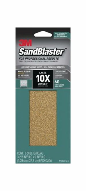3M Sandblaster 9 in. L X 3-2/3 in. W 60 Grit Ceramic Sandpaper 6 pk - Image 5