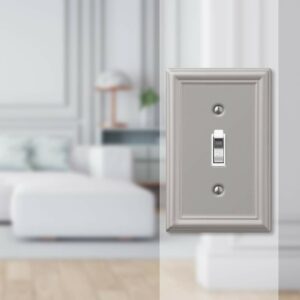 Amerelle Chelsea Brushed Nickel 1 gang Stamped Steel Toggle Wall Plate - Image 3
