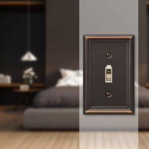 Amerelle Chelsea Aged Bronze 1 gang Stamped Steel Toggle Wall Plate - Image 3