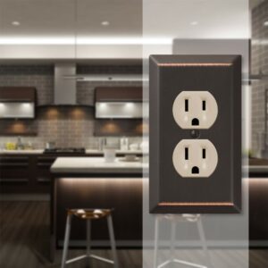 Amerelle Century Aged Bronze 1 gang Stamped Steel Duplex Wall Plate - Image 2