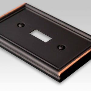 Amerelle Chelsea Aged Bronze 1 gang Stamped Steel Duplex Wall Plate - Image 2