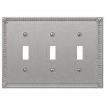 Amerelle Imperial Bead Brushed Nickel 3 gang Metal Toggle Wall Plate 74TTTBN