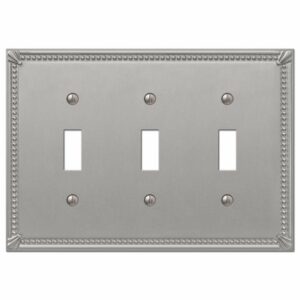 Amerelle Imperial Bead Brushed Nickel 3 gang Metal Toggle Wall Plate 74TTTBN