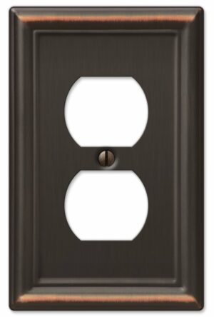 Amerelle Chelsea Aged Bronze 1 gang Stamped Steel Duplex Wall Plate