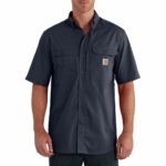 Carhartt Men's Force Ridgefield Solid Short Sleeve Shirt, Navy, Large
