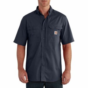 Carhartt Men's Force Ridgefield Solid Short Sleeve Shirt, Navy, Large